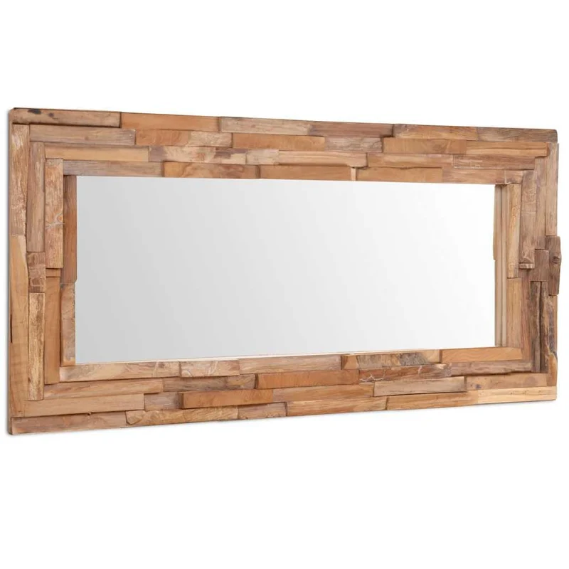 vidaXL Teck Miroir Décoratif Miroir Mural Miroir de Douche Miroir de Salon Salle de Séjour Chambre à Coucher Maison Intérieur 120x60 cm Rectangulaire