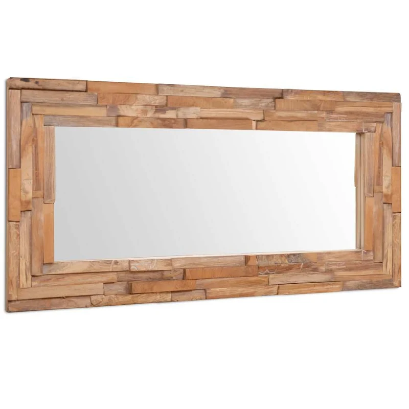 vidaXL Teck Miroir Décoratif Miroir Mural Miroir de Douche Miroir de Salon Salle de Séjour Chambre à Coucher Maison Intérieur 120x60 cm Rectangulaire