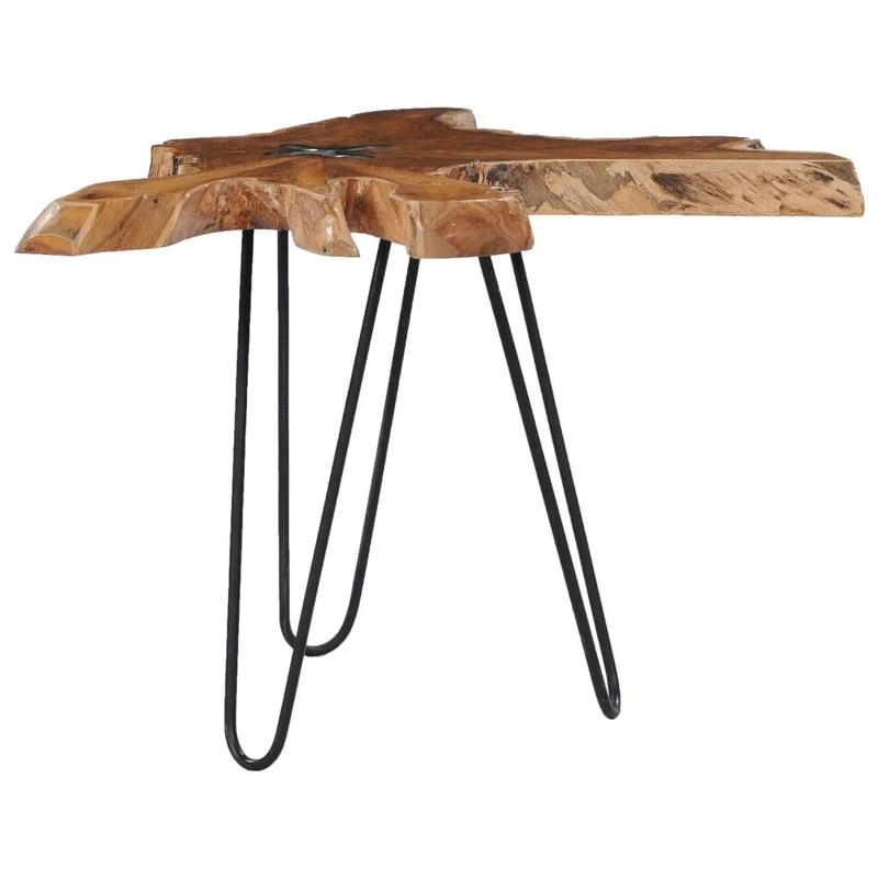 vidaXL Table Basse Table d'Appoint Table de Salon Bout de Canapé Maison Intérieur Salle de Séjour 70x45 cm Polyrésine Bois de Teck Massif
