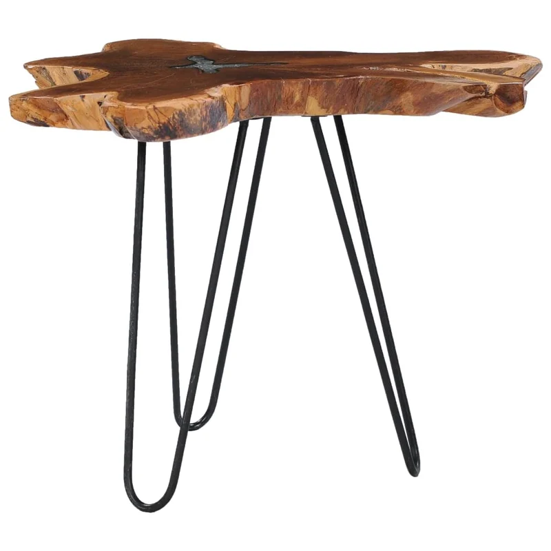 vidaXL Table Basse Table d'Appoint Table de Salon Bout de Canapé Maison Intérieur Salle de Séjour 70x45 cm Polyrésine Bois de Teck Massif