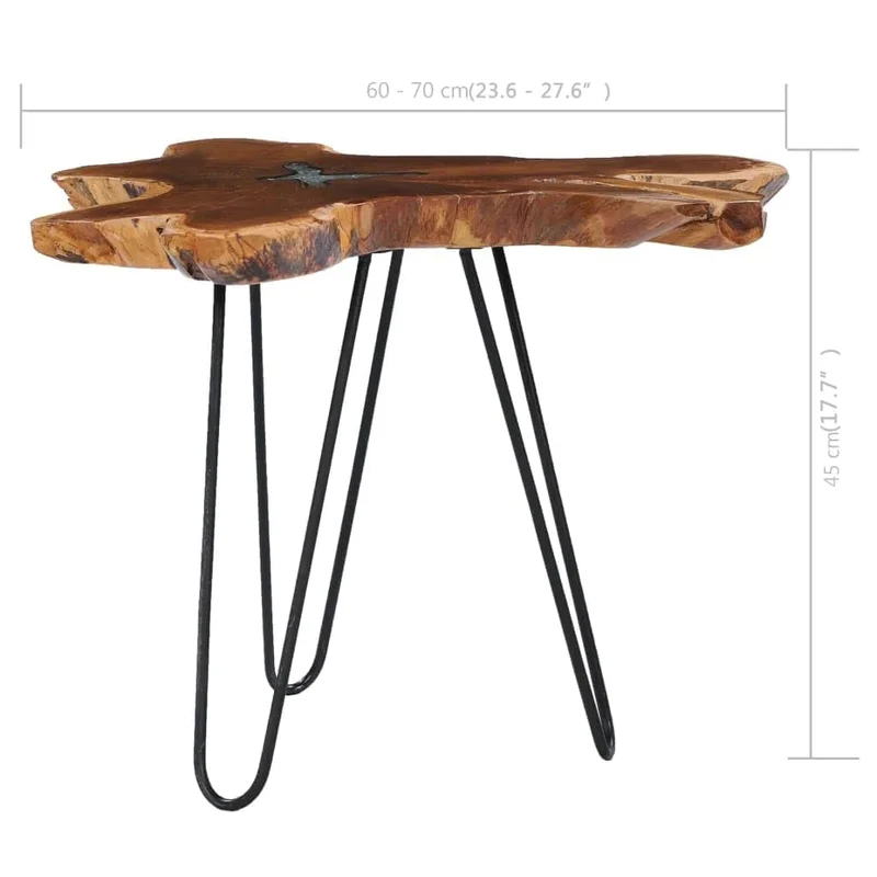 vidaXL Table Basse Table d'Appoint Table de Salon Bout de Canapé Maison Intérieur Salle de Séjour 70x45 cm Polyrésine Bois de Teck Massif