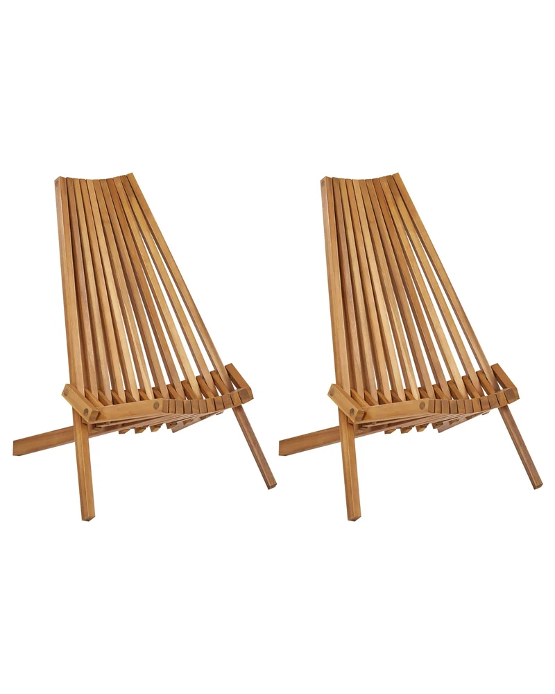 Lot de 2 Chaises Rustique de Jardin en Bois d'Acacia Extérieur Pliables Bellano