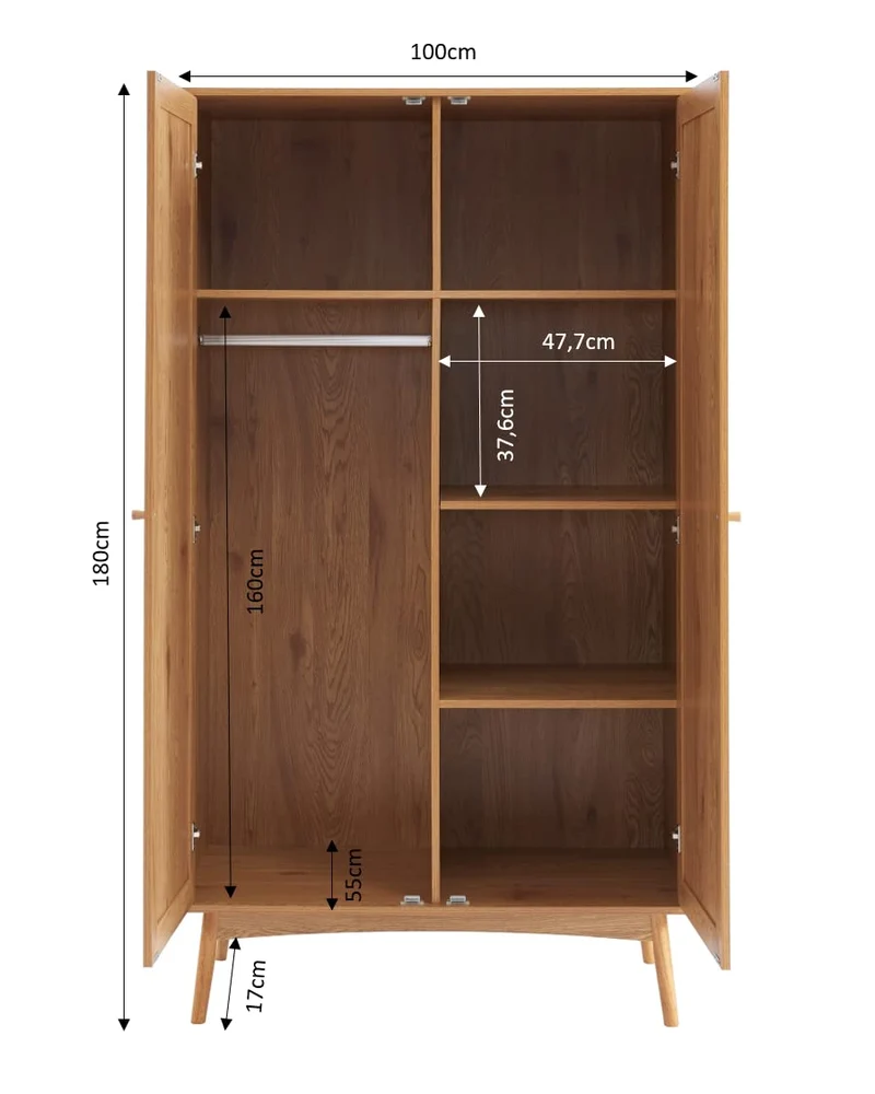 BAÏTA Armoire INES Effet chêne et cannage rotin 2 Portes