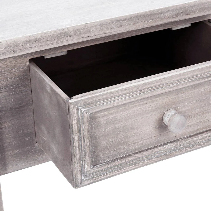 Atmosphera - Console Charme Bois Blanchi, L 80 x H 76 cm, 2 Tiroirs, Style Romantique - Meuble d'Appoint pour Entrée, Chambre, Salon