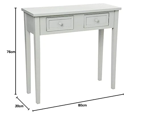 Atmosphera - Console Charme Bois Blanchi, L 80 x H 76 cm, 2 Tiroirs, Style Romantique - Meuble d'Appoint pour Entrée, Chambre, Salon