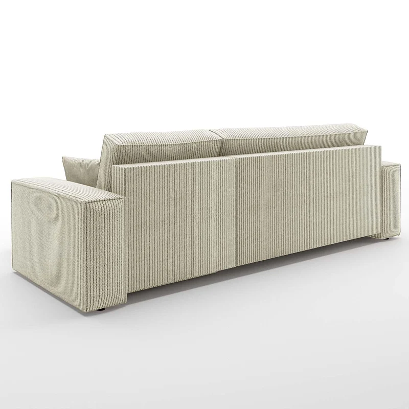 INTENSE DECO Canapé d'angle Convertible réversible Lorenzo en Velours côtelé Beige
