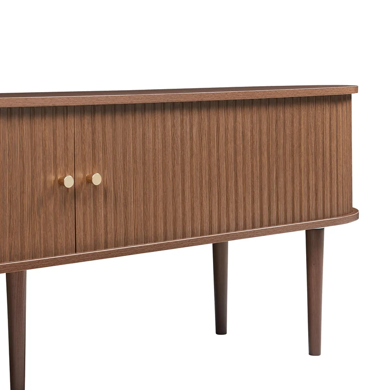 [en.casa] Meuble TV Support Télé avec 2 Étagères Réglables en Hauteur et 2 Portes 2 Coulissantes Stable Élégant Salon Chambre Moderne Panneau de Particules 166 x 40 x 55 cm Effet Noyer