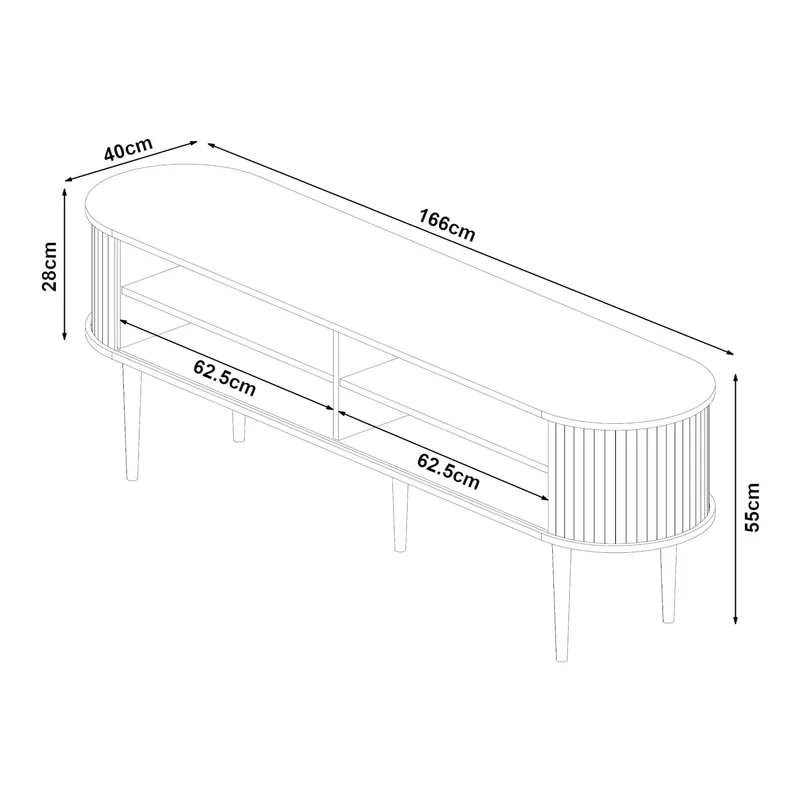 [en.casa] Meuble TV Support Télé avec 2 Étagères Réglables en Hauteur et 2 Portes 2 Coulissantes Stable Élégant Salon Chambre Moderne Panneau de Particules 166 x 40 x 55 cm Effet Noyer