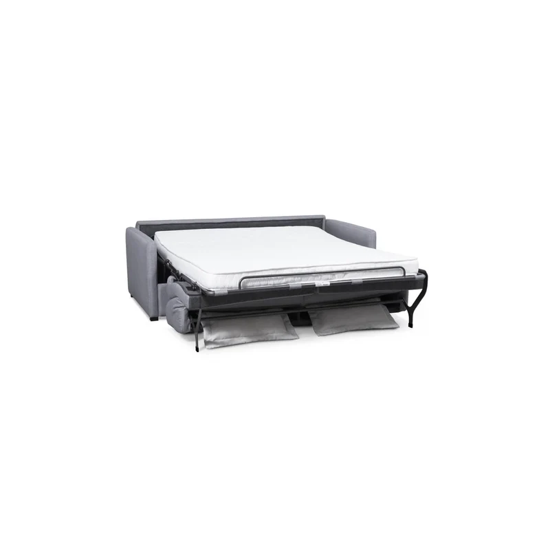 LOUNGITUDE - Agathe - Canapé Convertible - Express - 3 Places - Véritable Matelas - en Tissu - Gris Clair -L178cm
