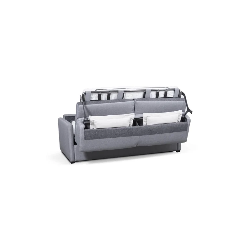 LOUNGITUDE - Agathe - Canapé Convertible - Express - 3 Places - Véritable Matelas - en Tissu - Gris Clair -L178cm