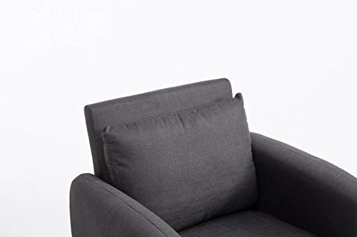 CLP Fauteuil de Salon Tilgard en Tissu I Fauteuil Confortable Rembourrée avec accoudoirs et Dossier Pieds en Bois Solide I Couleur : Gris foncé