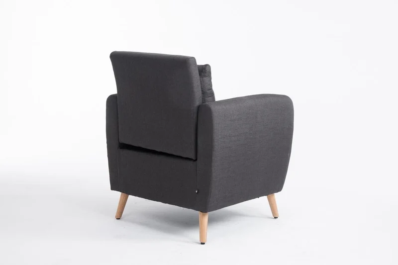 CLP Fauteuil de Salon Tilgard en Tissu I Fauteuil Confortable Rembourrée avec accoudoirs et Dossier Pieds en Bois Solide I Couleur : Gris foncé