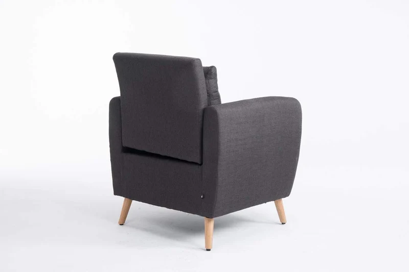 CLP Fauteuil de Salon Tilgard en Tissu I Fauteuil Confortable Rembourrée avec accoudoirs et Dossier Pieds en Bois Solide I Couleur : Gris foncé