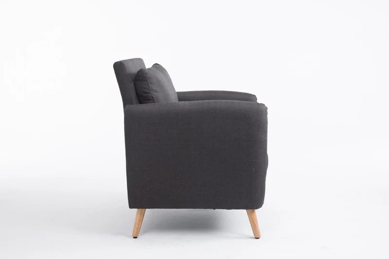 CLP Fauteuil de Salon Tilgard en Tissu I Fauteuil Confortable Rembourrée avec accoudoirs et Dossier Pieds en Bois Solide I Couleur : Gris foncé