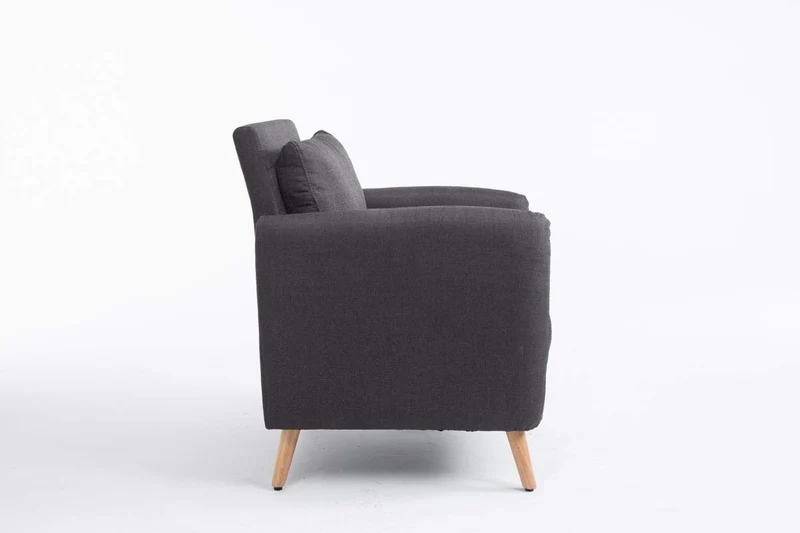 CLP Fauteuil de Salon Tilgard en Tissu I Fauteuil Confortable Rembourrée avec accoudoirs et Dossier Pieds en Bois Solide I Couleur : Gris foncé