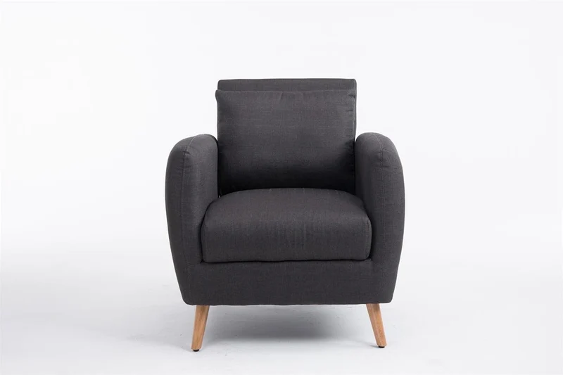 CLP Fauteuil de Salon Tilgard en Tissu I Fauteuil Confortable Rembourrée avec accoudoirs et Dossier Pieds en Bois Solide I Couleur : Gris foncé