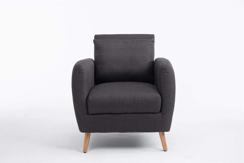 CLP Fauteuil de Salon Tilgard en Tissu I Fauteuil Confortable Rembourrée avec accoudoirs et Dossier Pieds en Bois Solide I Couleur : Gris foncé