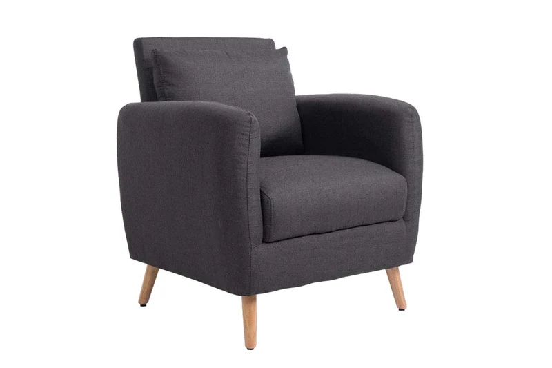 CLP Fauteuil de Salon Tilgard en Tissu I Fauteuil Confortable Rembourrée avec accoudoirs et Dossier Pieds en Bois Solide I Couleur : Gris foncé