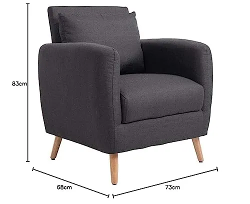 CLP Fauteuil de Salon Tilgard en Tissu I Fauteuil Confortable Rembourrée avec accoudoirs et Dossier Pieds en Bois Solide I Couleur : Gris foncé