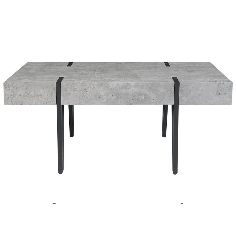 Beliani Table Basse Rectangulaire avec Plateau Effet Béton et Pieds Noirs pour Salon au Style Moderne et Industriel