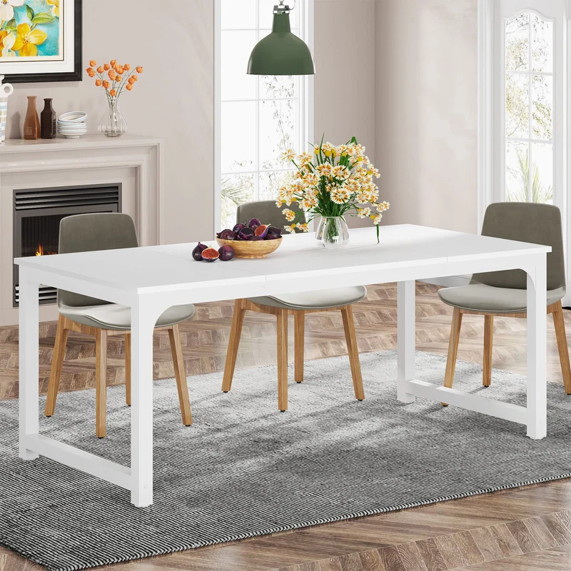 Tribesigns Table de salle à manger industrielle rectangulaire 180 x 80 cm, pour 6 à 8 personnes, en bois et métal, avec pieds en métal
