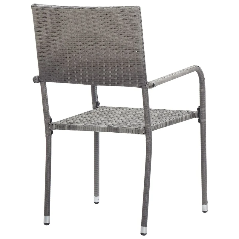 vidaXL Chaise à dîner de Jardin empilable Lot de 2 Gris résine tressée, Chaise à dîner d'extérieur, Chaise de Patio, Fauteuil de Jardin