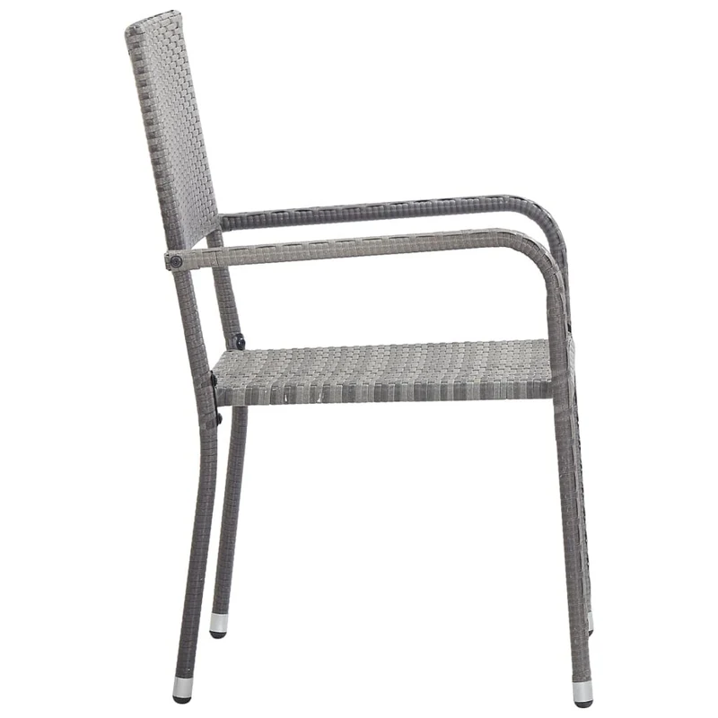 vidaXL Chaise à dîner de Jardin empilable Lot de 2 Gris résine tressée, Chaise à dîner d'extérieur, Chaise de Patio, Fauteuil de Jardin