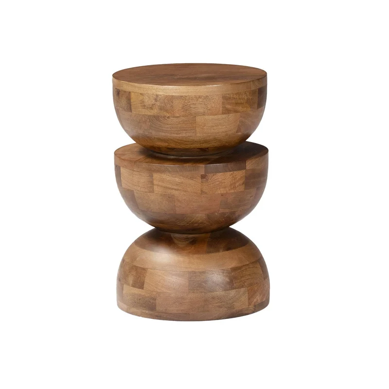 sweeek - Table d'appoint. Bout de canapé. Table de Chevet. Tabouret en Bois de manguier. Noyer. Sita. Ø30 x H 45cm