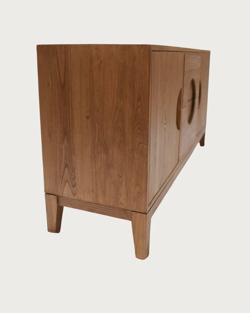 UNIQKA - Kyoto - Buffet Vintage en Teck Massif 165 cm - Couleur Marron - Longueur 165 cm - Profondeur 53 cm - Hauteur 80 cm - Bois Authentique, Durable et de Haute qualité