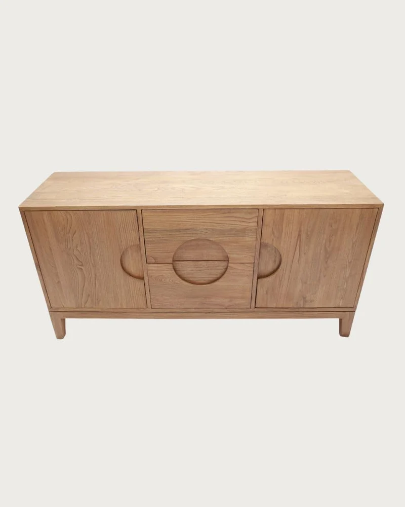UNIQKA - Kyoto - Buffet Vintage en Teck Massif 165 cm - Couleur Marron - Longueur 165 cm - Profondeur 53 cm - Hauteur 80 cm - Bois Authentique, Durable et de Haute qualité