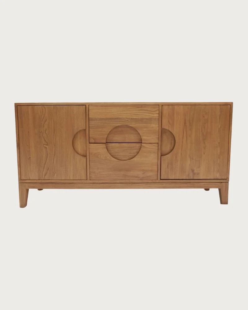 UNIQKA - Kyoto - Buffet Vintage en Teck Massif 165 cm - Couleur Marron - Longueur 165 cm - Profondeur 53 cm - Hauteur 80 cm - Bois Authentique, Durable et de Haute qualité