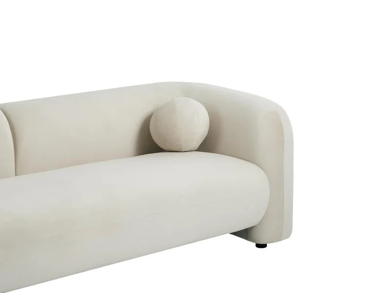 Vente-unique-Canapé 3 Places en Velours Beige OVOTAS