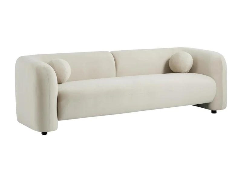Vente-unique-Canapé 3 Places en Velours Beige OVOTAS