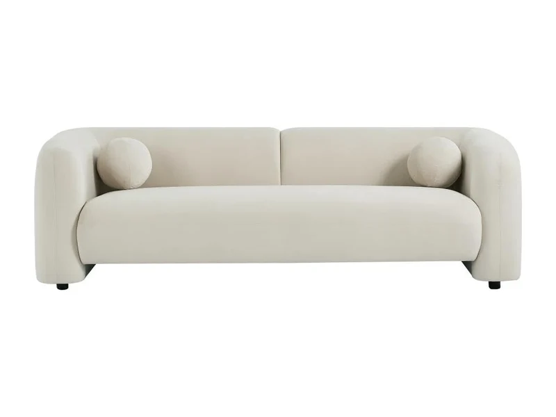 Vente-unique-Canapé 3 Places en Velours Beige OVOTAS