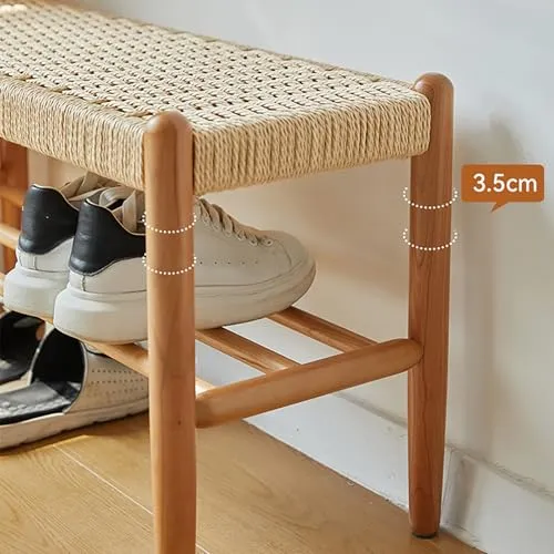Nizer Banc à chaussures en bois pour couloir, salon, porche, entrée, siège robuste, peut supporter jusqu'à 90,7 kg, finition noyer clair, 100 cm