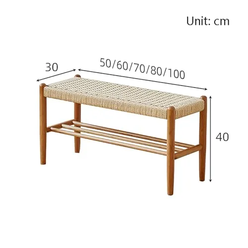 Nizer Banc à chaussures en bois pour couloir, salon, porche, entrée, siège robuste, peut supporter jusqu'à 90,7 kg, finition noyer clair, 100 cm