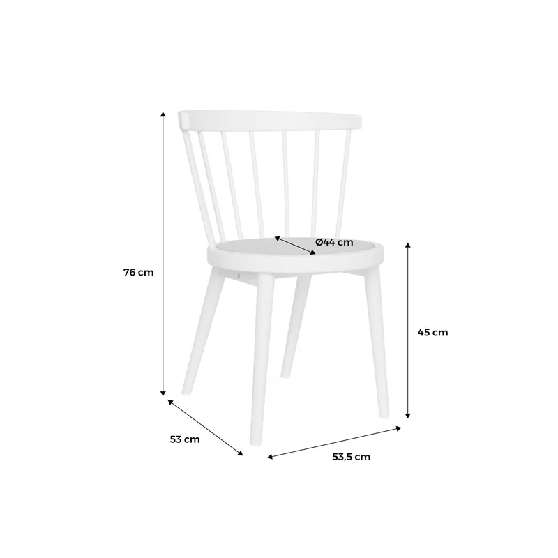 Alice's Home - Lot de 2 chaises Noires en Bois et cannage. Nora. L 54 x P 54 x H 76.5cm
