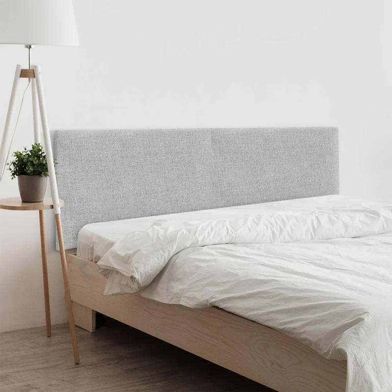 DHOME Tête de lit tapissée en lin naturel uni (lin perle, 180 cm, double (lits 180/190)