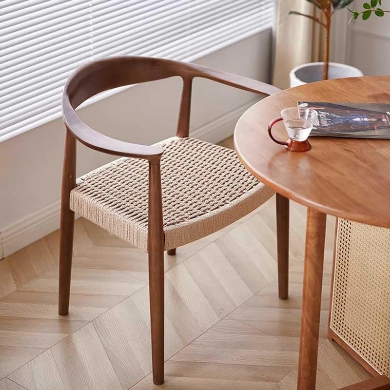 Chaise Décontractée Vintage, Chaises Modernes du Milieu du Siècle pour Salle À Manger Chaise Rattan des Fauteuils en Bois Massif Salle D'étude, Chaise De Loisirs des Clubs De Bureau (Couleur : Walnut