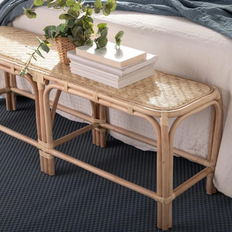 Banc Saro en Rotin Naturel Tressé à la Main, Fonctionnel et Polyvalent, Idéal pour Le Salon, l'Entrée ou la Chambre. Artisanal et Unique.