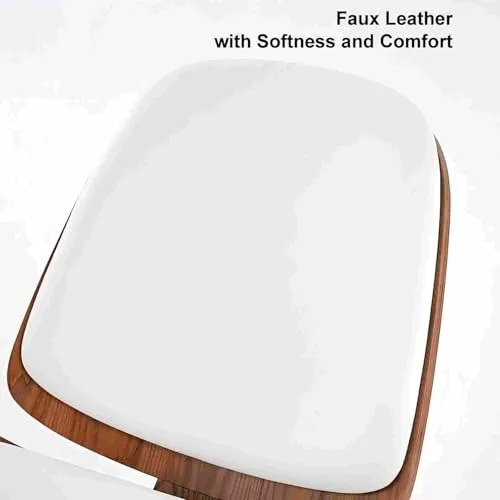 Homary Fauteuil Salon 1 Place, Chaise Coiffeuse pour Chambre en Cuir Doux, Base Tripode en Bois Noyer Design Moderne Siège Rembourré pour Salon Bureau Confort Élégant