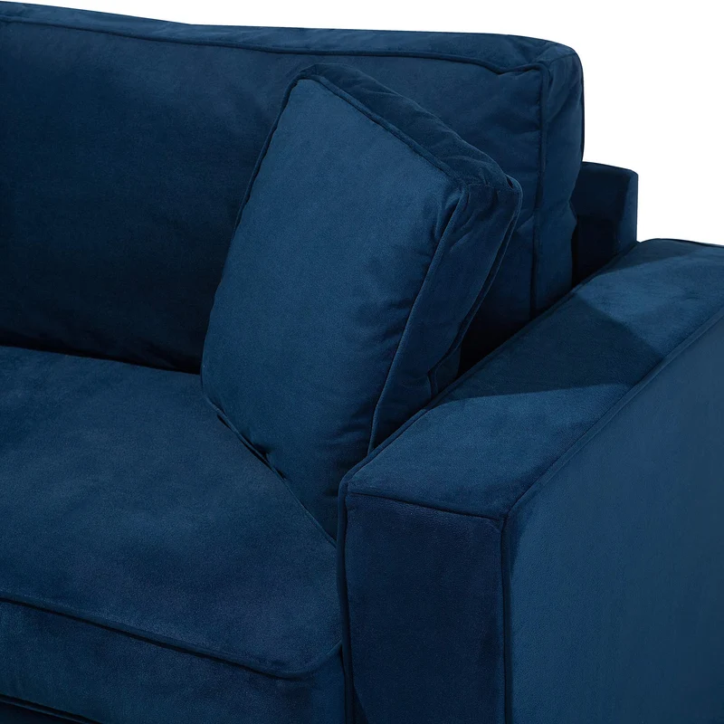 Canapé Fixe 3 Places en Velours Bleu Foncé Moelleux et Confortable pour Salon Design Moderne Beliani