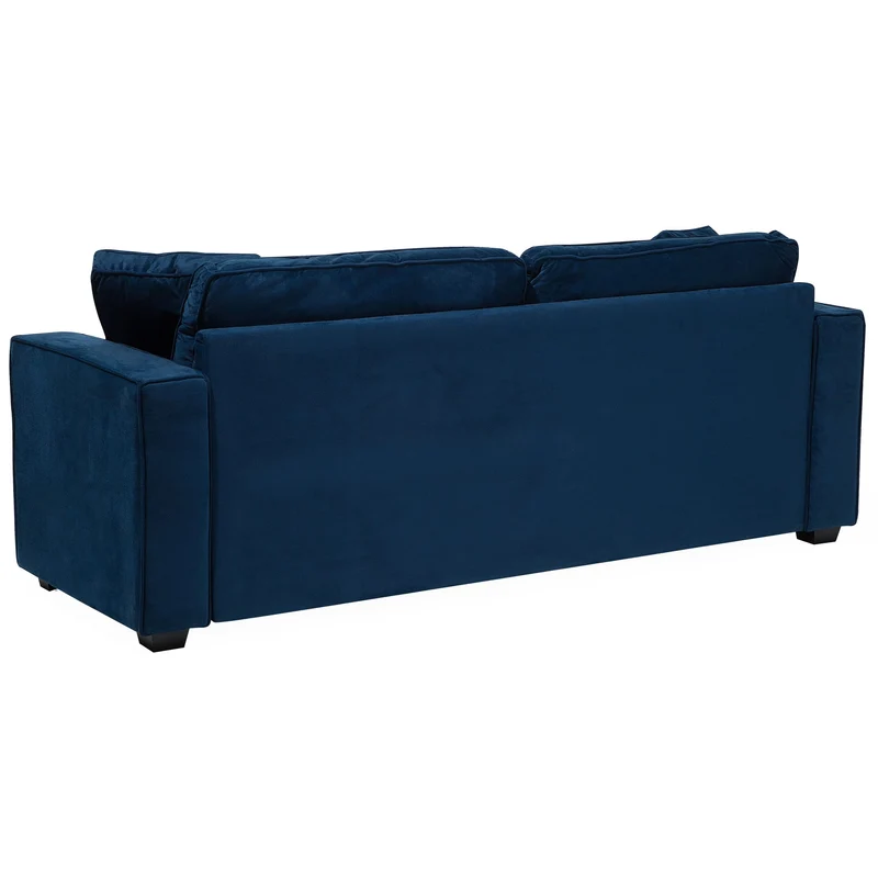 Canapé Fixe 3 Places en Velours Bleu Foncé Moelleux et Confortable pour Salon Design Moderne Beliani