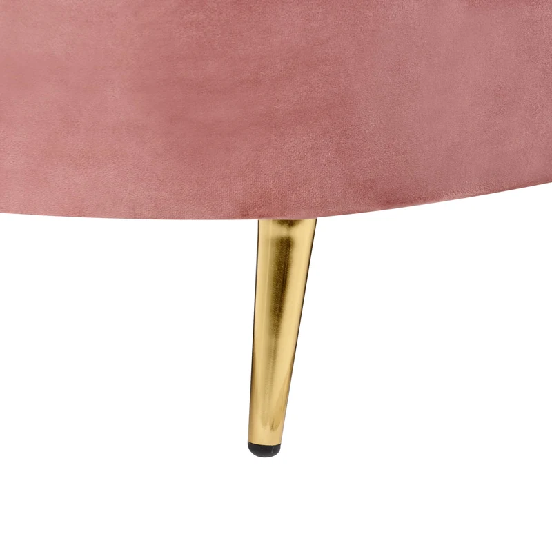 Canapé en Velours Courbé Glamour Rose Pastel à 3 Places Pieds Dorés Brillants Savar