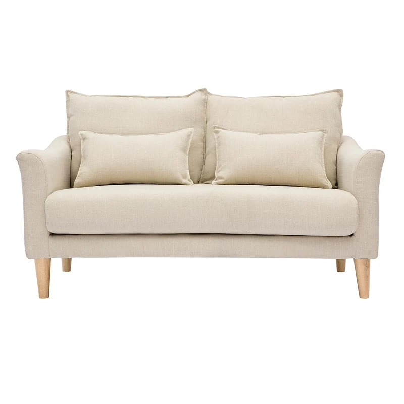 Miliboo Canapé scandinave 2 Places en Tissu Beige et Bois Clair Kate