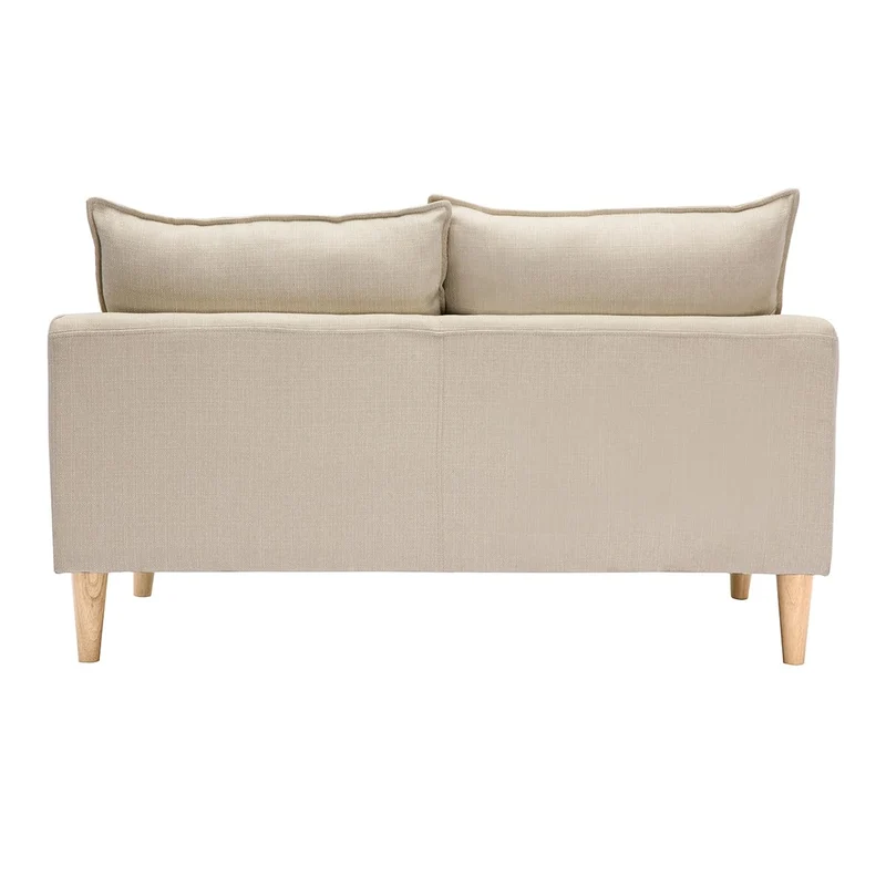 Miliboo Canapé scandinave 2 Places en Tissu Beige et Bois Clair Kate