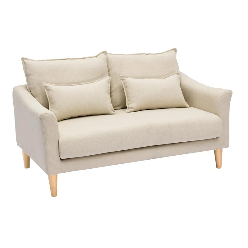 Miliboo Canapé scandinave 2 Places en Tissu Beige et Bois Clair Kate