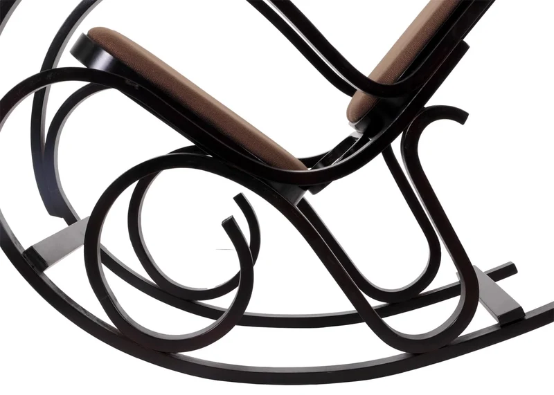 Mendler Rocking-Chair, Fauteuil à Bascule M41 - Imitation Noyer, Tissu Marron