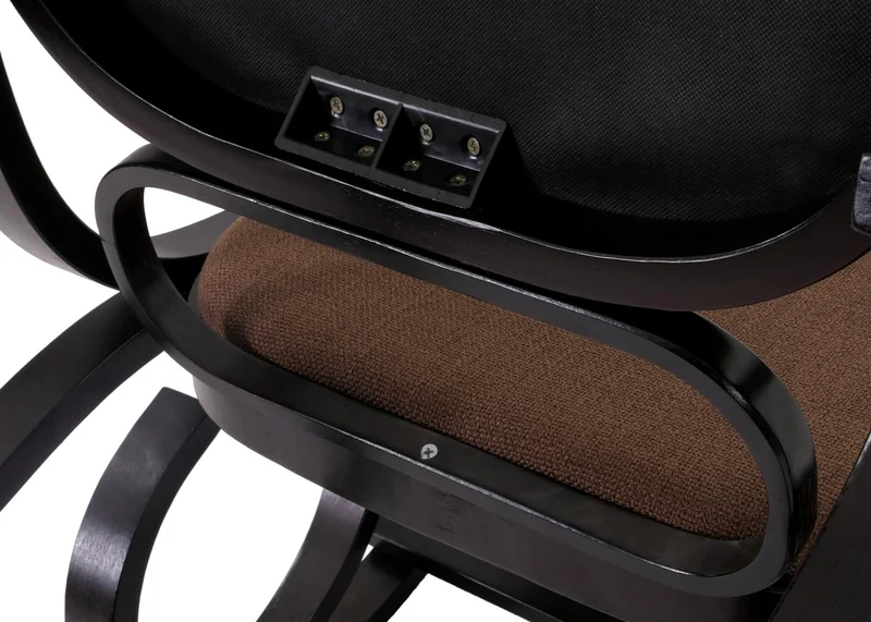 Mendler Rocking-Chair, Fauteuil à Bascule M41 - Imitation Noyer, Tissu Marron