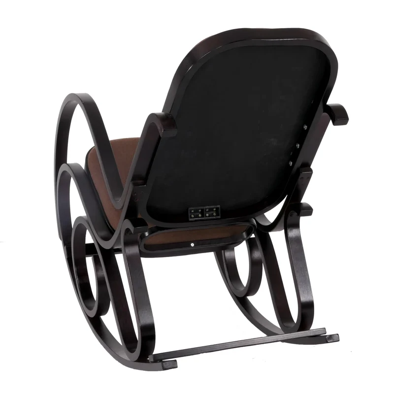 Mendler Rocking-Chair, Fauteuil à Bascule M41 - Imitation Noyer, Tissu Marron